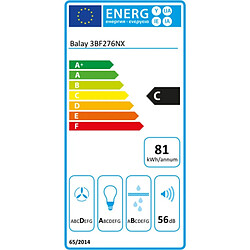 Hotte standard Balay 3BF276NX 75 cm 610 m³/h C Acier Métallisé métallique