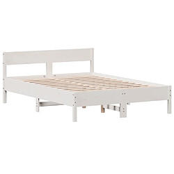 Vidaxl Cadre de lit avec tête de lit blanc 135x190 cm bois pin massif