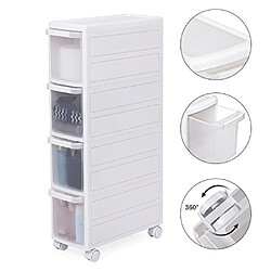 Acheter SONGMICS Meuble de Rangement sur roulettes Étagère d’appoint 4 étages Plastique PP Blanc Dimensions 18 x 46 x 84,5 cm (Largeur x Profondeur x Hauteur) KFR05W