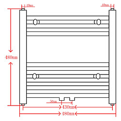 vidaXL Sèche-serviettes eau chaude à rails droits noir 480 x 480 mm pas cher