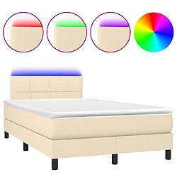 vidaXL Sommier à lattes de lit avec matelas LED Crème 120x200 cm Tissu