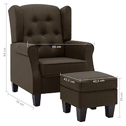 vidaXL Fauteuil avec repose-pied Marron Tissu pas cher