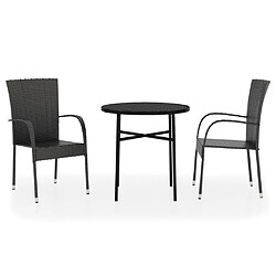 Maison Chic Mobilier à dîner 3 pcs de jardin - Ensemble table et chaises d'extérieur - Salon/Mobilier de jardin classique Résine tressée Noir -MN62136