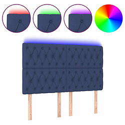 Maison Chic Tête de lit scandinave à LED,meuble de chambre Bleu 144x7x118/128 cm Tissu -MN58569