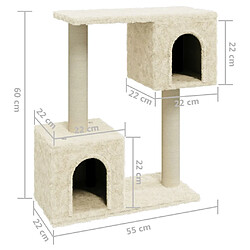 Helloshop26 Arbre à chat meuble tour grimper jouet grattage grattoir escalade plateforme avec griffoirs en sisal 60 cm crème 02_0022517 pas cher