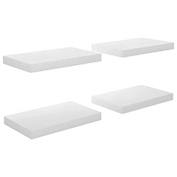 Maison Chic Lot de 4 Étagère murale flottante,Etagère de rangement Blanc brillant 40x23x3,8 cm MDF -MN17284