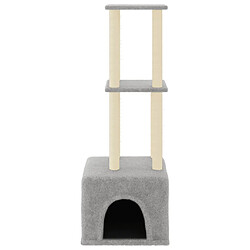 Helloshop26 Arbre à chat meuble tour grimper jouet grattage grattoir escalade plateforme avec griffoirs en sisal clair 133,5 cm gris 02_0022563