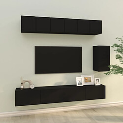 vidaXL Ensemble de meubles TV 6 pcs Noir Bois d'ingénierie