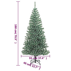 vidaXL Sapin de Noël artificiel 300 LED&amp;boules&amp;neige floquée 180 cm pas cher