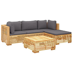 Avis Maison Chic Salon de jardin 5 pcs + coussins - Mobilier/Meubles de jardin - Table et chaises d'extérieur Bois de teck solide -MN38900