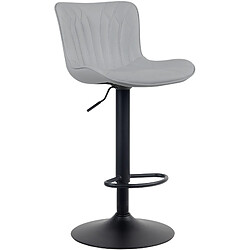 Decoshop26 Tabouret de bar chaise haute x1 avec coutures décoratives en PVC gris pieds en métal noir 10_0005169