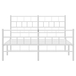 Maison Chic Lit adulte - Lit simple Cadre de lit métal avec tête de lit/pied de lit,Structure du lit Contemporain pour chambre blanc 140x190cm -MN30777 pas cher