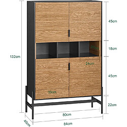 Avis SoBuy HFSB03-SCH Buffet de Cuisine, Armoire de Cuisine, Vaisselier Cuisine, Meuble de Rangement pour Cuisine, Salle à Manger, Salon, avec 3 Compartiments Ouverts, 84 x 40 x 132 cm