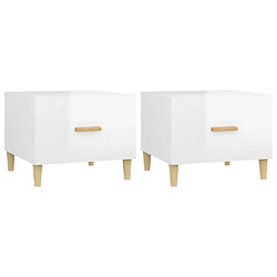 Maison Chic Lot de 2 Tables basses,Table Console pour salon blanc brillant 50x50x40cm bois d'ingénierie -MN52400