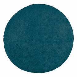 Tapis Rond Imitation Fourrure Doucea 80cm Bleu Canard