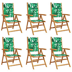 vidaXL Chaises inclinables de jardin lot de 6 vert tissu bois massif