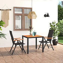 Salle à manger de jardin 3 pcs,Table et chaise à dîner Noir et marron -MN91891