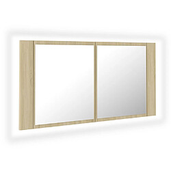 vidaXL Armoire à miroir à LED de bain Chêne sonoma 90x12x45 Acrylique