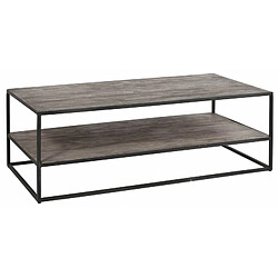 L'Héritier Du Temps Table Basse Turf Hinsk Console de Salon Rectangulaire en Bois d'Acacia Naturel et Métal Gris Antique 40x60x120cm