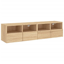 vidaXL Meubles TV muraux 2 pcs chêne sonoma 60x30x30cm bois ingénierie