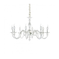 Ideal Lux Chandelier sans abats jours Justine Métal blanc 8 ampoules 62cm