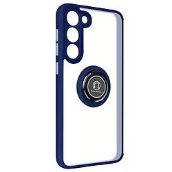 Avizar Coque pour Samsung Galaxy S23 Bi-matière Bague Métallique Support Vidéo Bleu