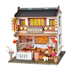 DIY Chinois Poupée Maison Architecture Antique Hot Pot Restaurant À La Main Mini Maison En Bois Miniature Dollhouse Meubles Set Enfants Jouet Nouveau