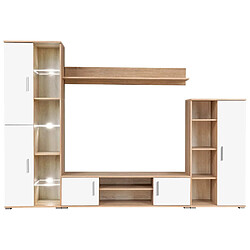 Helloshop26 Meuble télé buffet tv télévision design pratique mural avec lumière led chêne sonoma et blanc 2502199