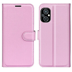 Etui en PU texture litchi, anti-écaillage avec support pour votre Xiaomi Poco M5 4G - rose