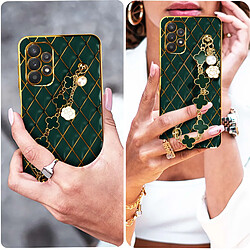 Avis Avizar Coque Géométrique Samsung A32 5G avec Chaine Trèfle à quatre feuilles vert