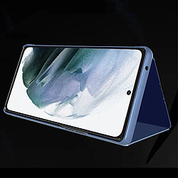 Htdmobiles Housse pour Samsung Galaxy S24 Ultra 5G - etui coque portefeuille clear view miroir + film ecran - BLEU