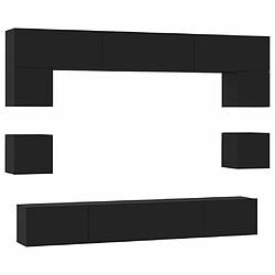 Maison Chic Ensemble de meubles TV 8 pcs | Banc TV Moderne pour salon | Meuble de Rangement - Noir Bois d'ingénierie -MN81238