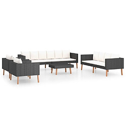 Maison Chic Salon de jardin 5 pcs + coussins - Mobilier/Meubles de jardin - Table et chaises d'extérieur Résine tressée Noir -MN92880