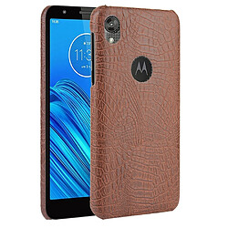 Wewoo Coque Rigide Pour Motorola Moto E6 Crocodile Antichoc Texture PC + Etui PU Marron