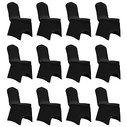 vidaXL Housses élastiques de chaise Noir 12 pcs