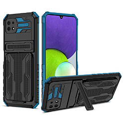 Coque en TPU anti-rayures avec béquille et porte-carte bleu pour votre Samsung Galaxy A22 5G (EU Version)