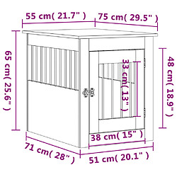 vidaXL Meuble de cage pour chiens noir 55x75x65 cm bois d'ingénierie pas cher