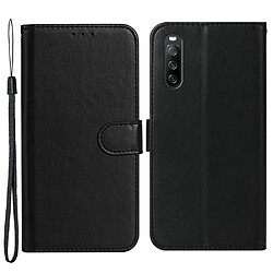 Htdmobiles Housse pour Sony Xperia 10 V - etui coque pochette portefeuille + verre trempe - NOIR