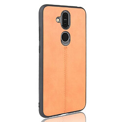 Avis Wewoo Coque Pour Nokia 8.1 / X7 antichoc couture peau de vache motif PC + PU + TPU cas orange