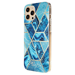 Coque en TPU antichoc, IMD, motif géométrique en marbre Marbre bleu pour votre iPhone 13 Pro 6.1 pouces