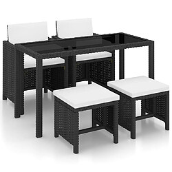 Maison Chic Salon de jardin encastrable 5 pcs et coussins - Ensemble table et chaises d'extérieur - Salon/Mobilier de jardin classique Résine tressée Noir -MN37644