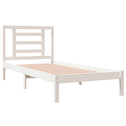 Acheter Maison Chic Lit Moderne Chambre - Cadre/structure de lit pour adulte Blanc Bois de pin massif 90x190 cm Simple -MN70680