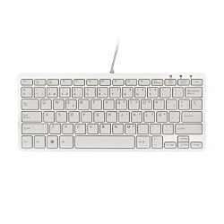 R-Go Tools Clavier Compact, Filaire - Claviers (Filaire, Mini, avec Fil, USB, QWERTY, Blanc)