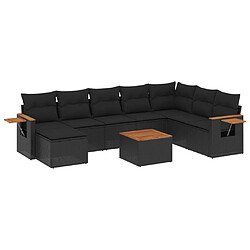 Maison Chic Salon de jardin 9 pcs avec coussins | Ensemble de Table et chaises | Mobilier d'Extérieur noir résine tressée -GKD36258