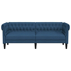 Avis vidaXL Canapé Chesterfield 3 places bleu tissu