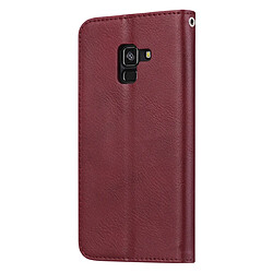 Wewoo Housse Coque Étui en cuir à rabat horizontal avec texture pour peau Galaxy A8 + 2018avec cadre photo et supportemplacements cartes et porte-monnaie Vin rouge