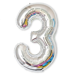 Wewoo Décorations de Fête 2 PCS 40 Pouces Aluminium Nombre Ballons Anniversaire De Mariage Fiançailles Décor De Enfants Ball Fournitures 3-Argent