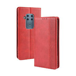 Wewoo Housse Coque Étui en cuir à boucle magnétique avec rétro pour Crazy Horse Texture horizontale Motorola Moto One Proavec support et fentes cartes et cadre photo Rouge