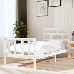 Maison Chic Lit adulte - Lit simple Cadre de lit,Structure du lit Contemporain Blanc Bois de pin massif 90x200 cm -MN29089