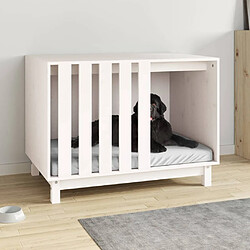 vidaXL Niche pour chien Blanc 90x60x67 cm Bois de pin massif